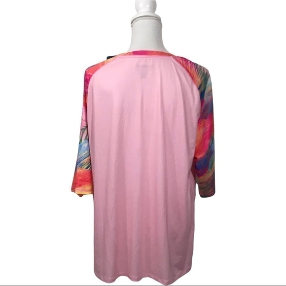 Women's 1x Reel Legends Top Pink Glo Sweeping Palms Almond Blossom Nwt $46. - Picture 2 of 8